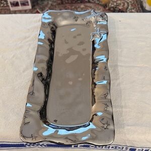 Source Unknown Metallic Tray with Starfish Accents